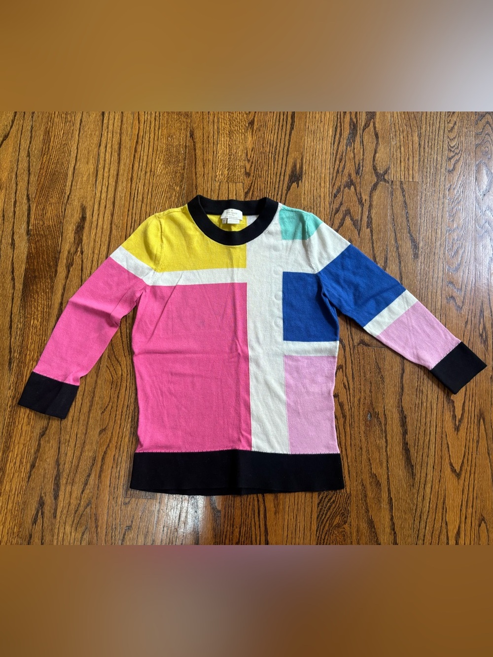 Kate Spade Colorblock Multicolor Knit Crew Neck Pullover Sweater Size S